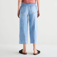a.n.a Womens High Rise Frayed Hem Cropped Jean