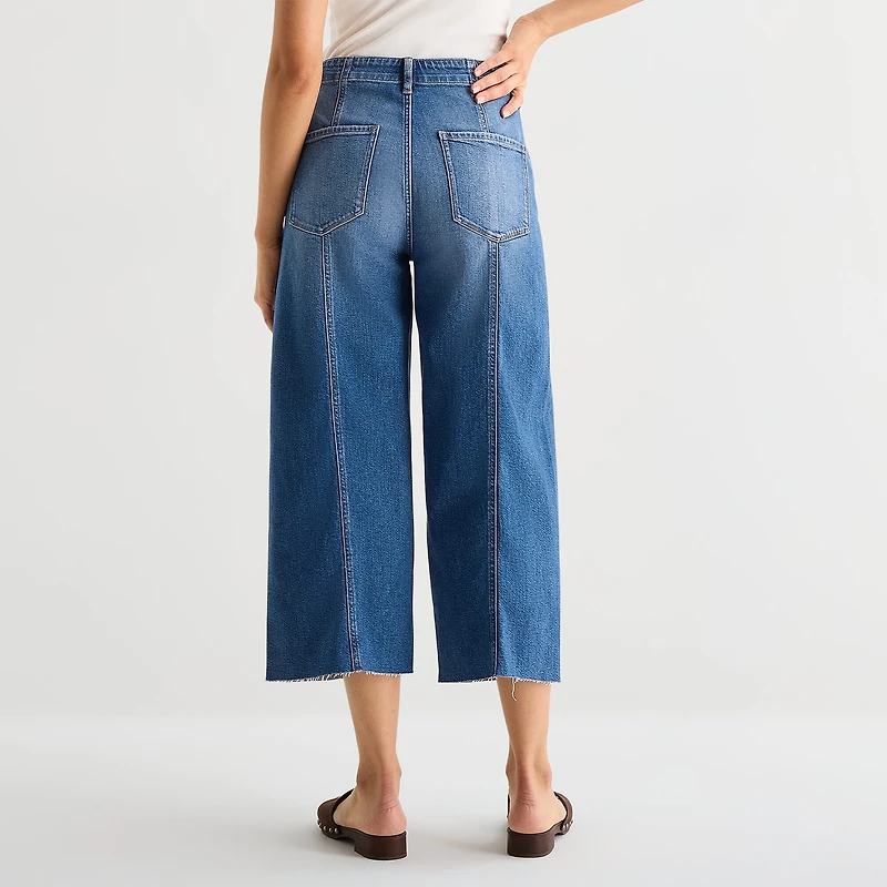 a.n.a Womens High Rise Frayed Hem Cropped Jean