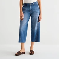 a.n.a Womens High Rise Frayed Hem Cropped Jean