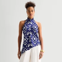 Worthington Womens Sleeveless Mock Neck Top