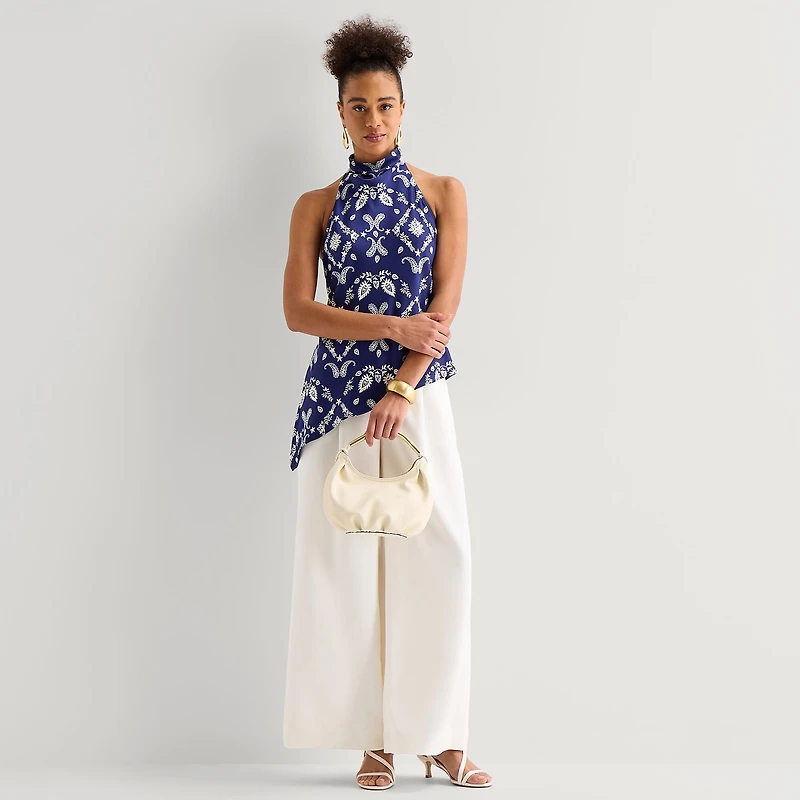 Worthington Womens Sleeveless Mock Neck Top