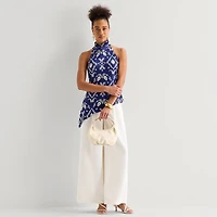 Worthington Womens Sleeveless Mock Neck Top