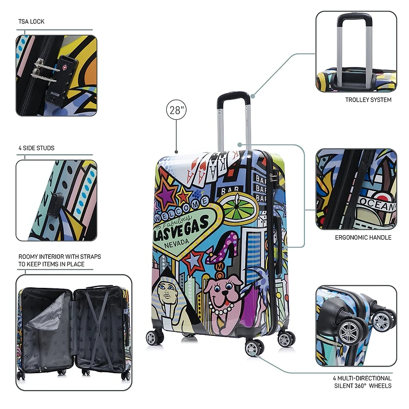 InUSA 28 Inch Hardside Lightweight Checked Spinner Luggage