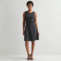 Perceptions Womens Round Neck Sleeveless Fit + Flare Dress