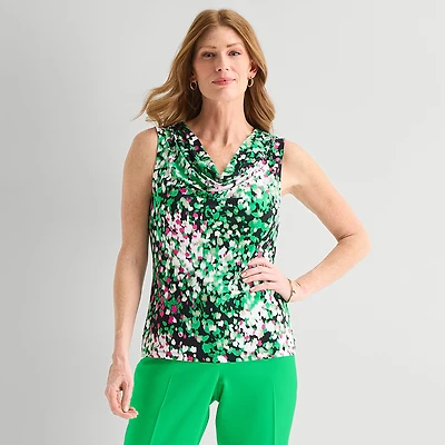 Black Label by Evan-Picone Womens Cowl Neck Sleeveless Blouse