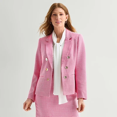 Black Label by Evan-Picone Tweed Womens Classic Fit Double Breasted Suit Jacket