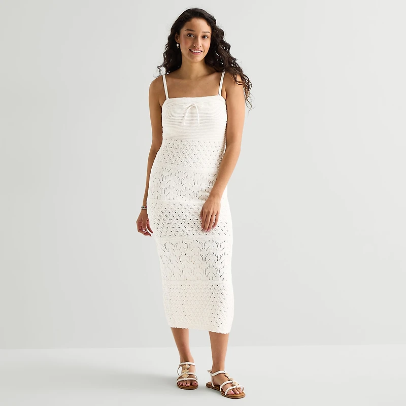 Arizona Womens Juniors Sleeveless Midi Sweater Dress