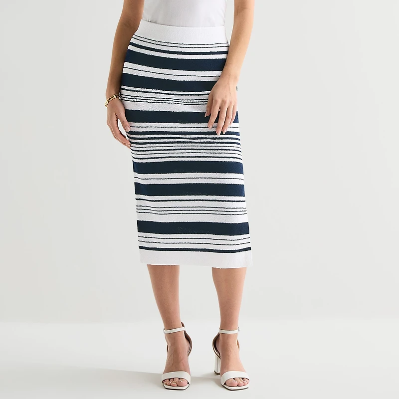 Liz Claiborne Womens High Rise Midi Sweater Pencil Skirt