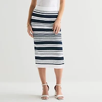 Liz Claiborne Womens High Rise Midi Sweater Pencil Skirt