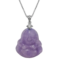 Buddha Womens Genuine Purple Jade Sterling Silver 18 Inch Pendant Necklace