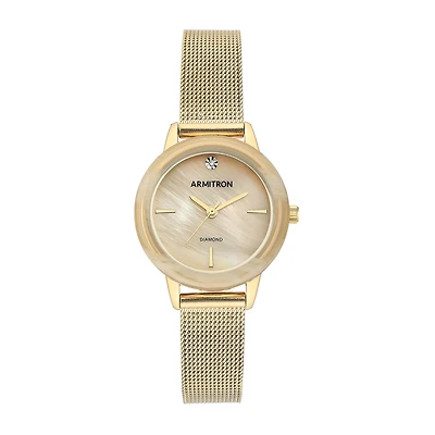 Armitron Womens Diamond Accent Gold Tone Stainless Steel Bracelet Watch 75/5723cmgphn
