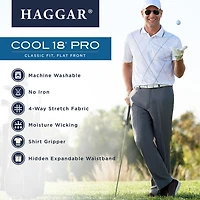 Haggar Cool 18 Pro Mens Classic Fit Flat Front Pant