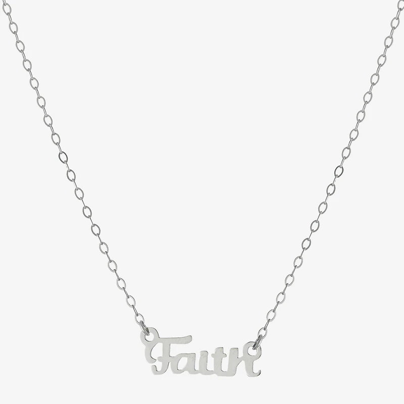 Silver Treasures Faith Womens Sterling Silver 16 Inch Pendant Necklace