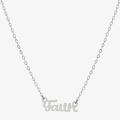 Silver Treasures Faith Womens Sterling Silver 16 Inch Pendant Necklace