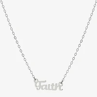 Silver Treasures Faith Womens Sterling Silver 16 Inch Pendant Necklace