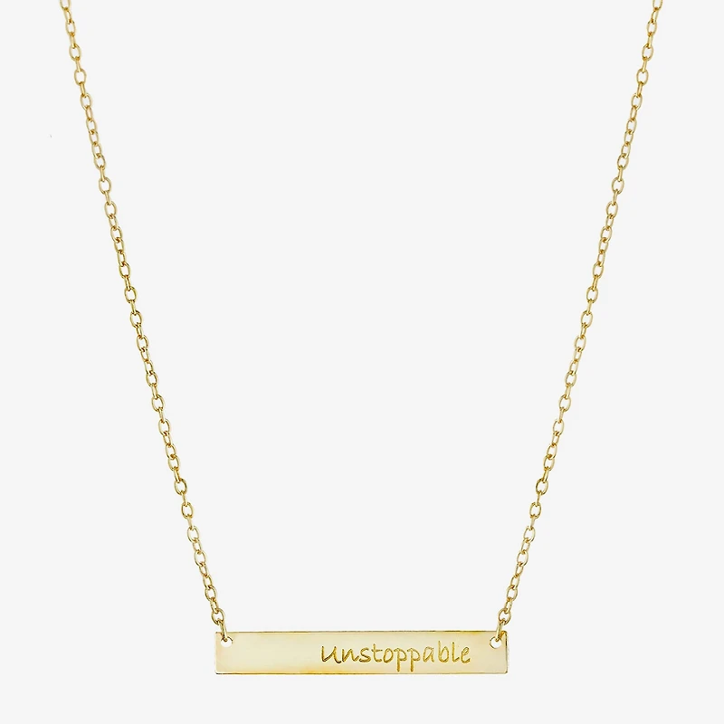 Silver Treasures Unstoppable Womens 14K Gold Over Silver Bar 16 Inch Pendant Necklace