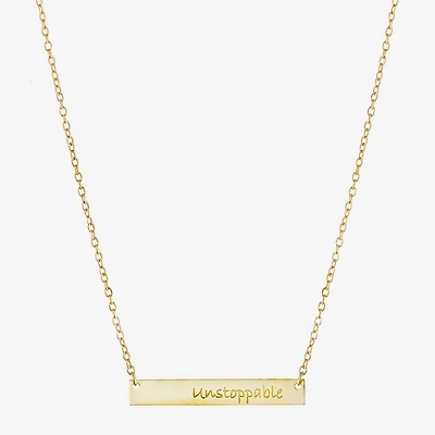 Silver Treasures Unstoppable Womens 14K Gold Over Silver Bar 16 Inch Pendant Necklace