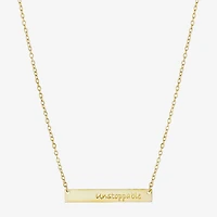 Silver Treasures Unstoppable Womens 14K Gold Over Silver Bar 16 Inch Pendant Necklace