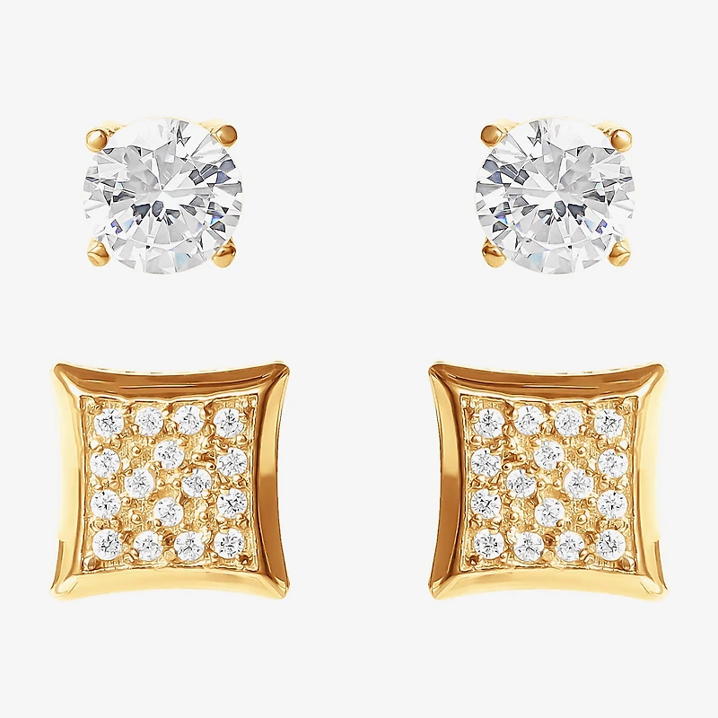 Shaquille O'Neal XLG™ Mens Cubic Zirconia Stainless Steel 2 Pair Earring Set