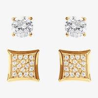 Shaquille O'Neal XLG™ Mens Cubic Zirconia Stainless Steel 2 Pair Earring Set