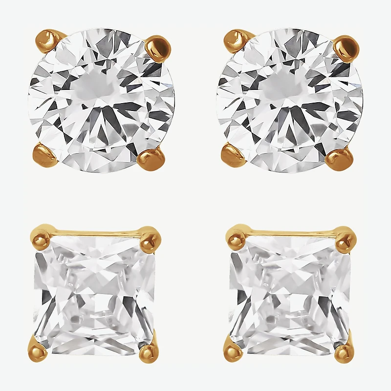 Shaquille O'Neal XLG™ Mens Lab Created Cubic Zirconia Stainless Steel 2 Pair Earring Set