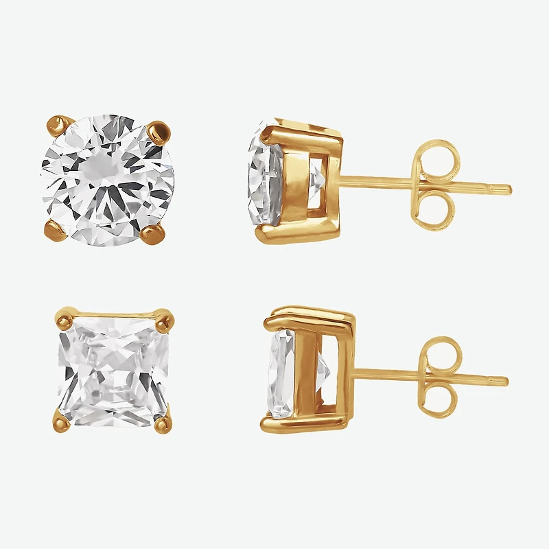 Shaquille O'Neal XLG™ Mens Lab Created Cubic Zirconia Stainless Steel 2 Pair Earring Set