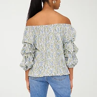 Sam And Jess Womens Off Shoulder Balloon Sleeve Blouse