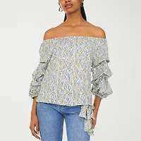 Sam And Jess Womens Off Shoulder Balloon Sleeve Blouse