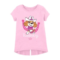 Toddler Girls Round Neck Short Sleeve Regular Fit Paw Patrol Graphic T-Shirt