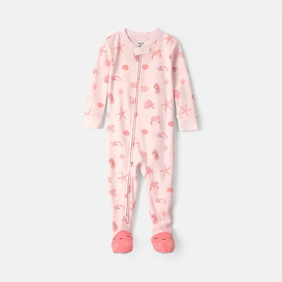 Carter's Baby Girls Footed Round Neck Long Sleeve One Piece Pajama