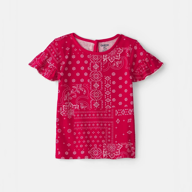 Oshkosh Toddler Girls Round Neck Short Sleeve T-Shirt