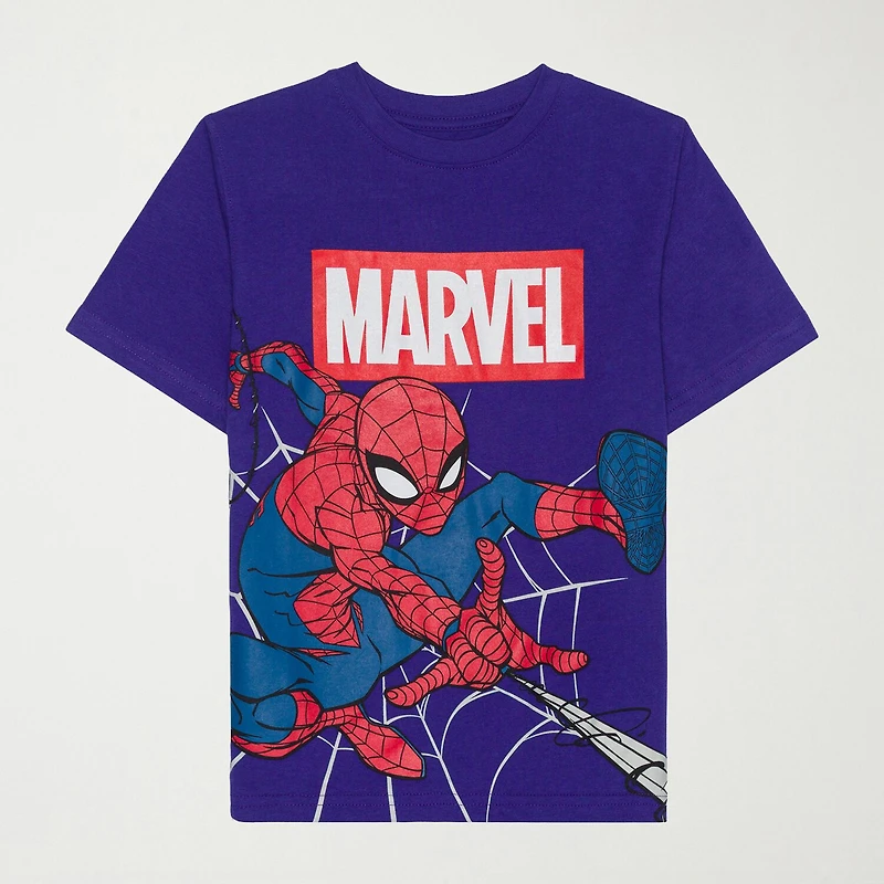 Disney Collection Boys Round Neck Short Sleeve Classic Fit Marvel Spiderman Graphic T-Shirt