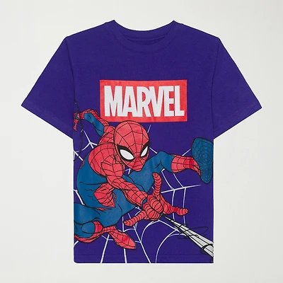 Disney Collection Boys Round Neck Short Sleeve Classic Fit Marvel Spiderman Graphic T-Shirt