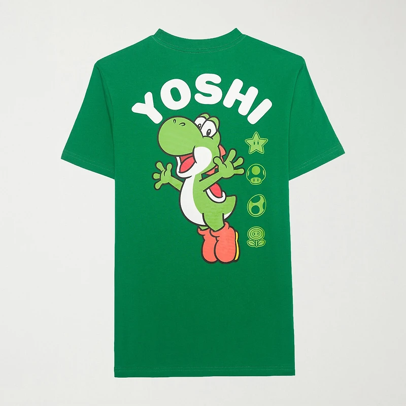 Novelty Mens Crew Neck Short Sleeve Regular Fit Yoshi Graphic T-Shirt