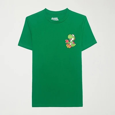Novelty Mens Crew Neck Short Sleeve Regular Fit Yoshi Graphic T-Shirt