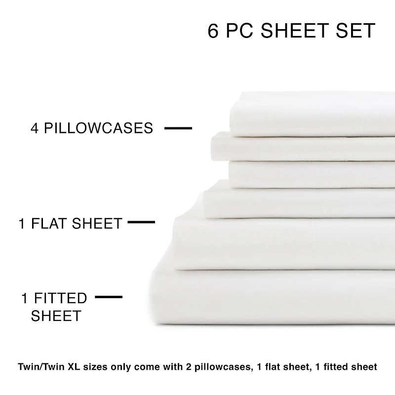 Home Expressions Cool And Crisp 6pc Cotton Percale Sheet Set