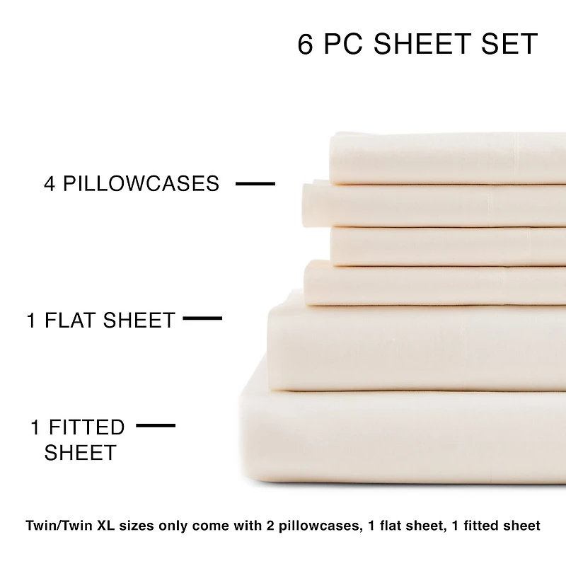 Home Expressions Cool And Crisp 6pc Cotton Percale Sheet Set
