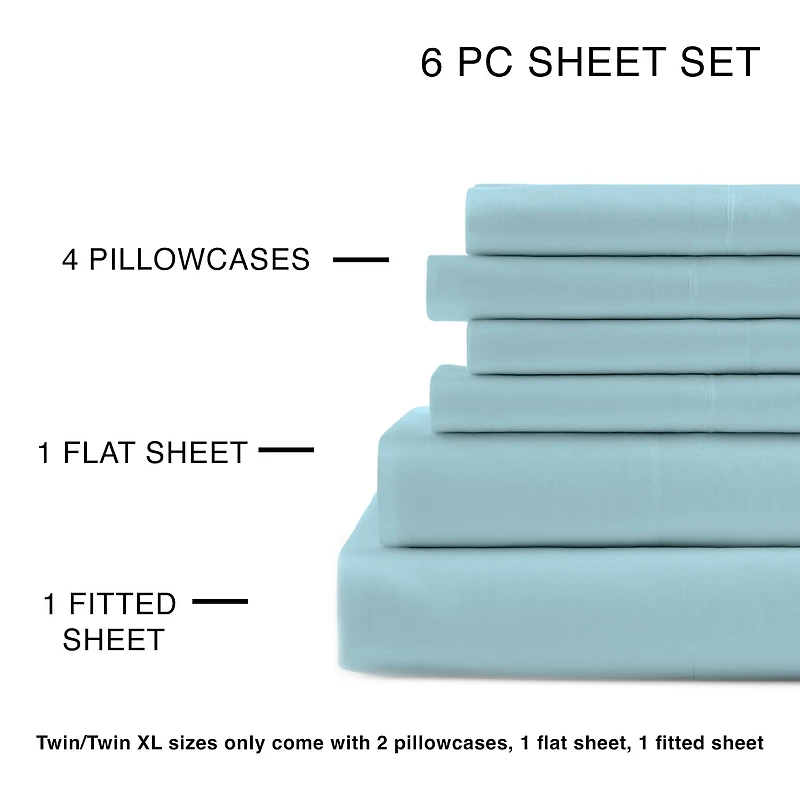 Home Expressions Cool And Crisp 6pc Cotton Percale Sheet Set