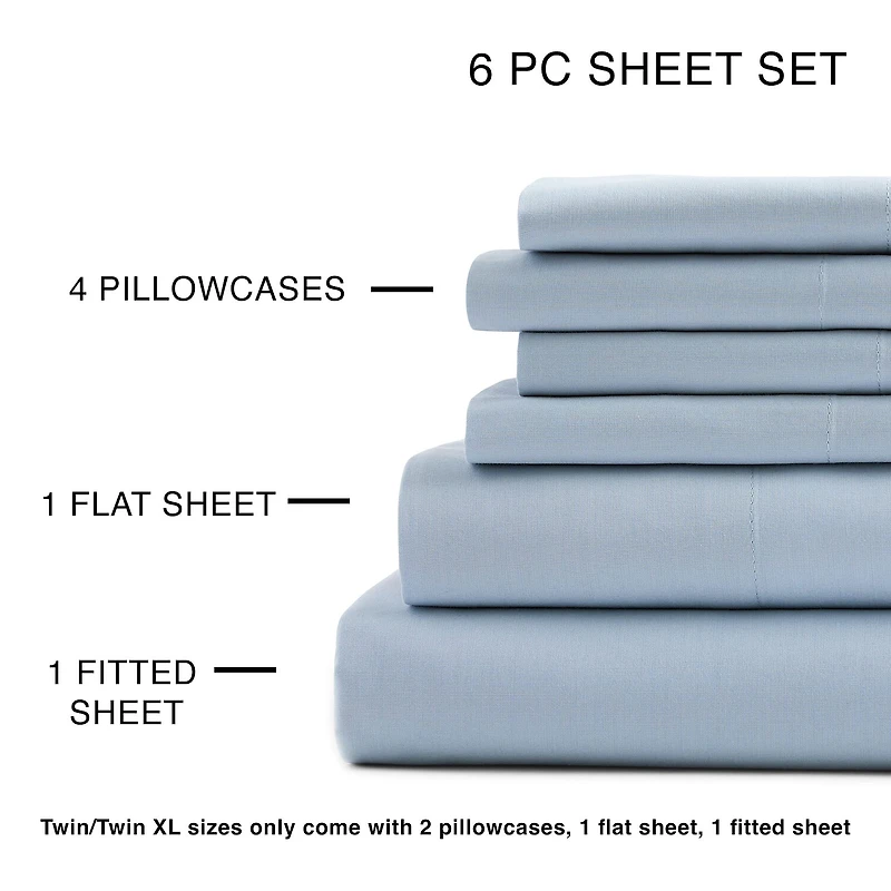 Home Expressions Cool And Crisp 6pc Cotton Percale Sheet Set