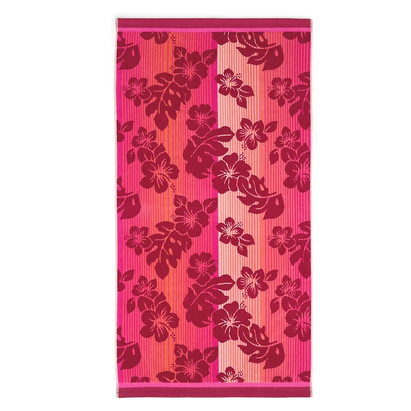 Outdoor Oasis Tropical Floral Jacquard Beach Towel