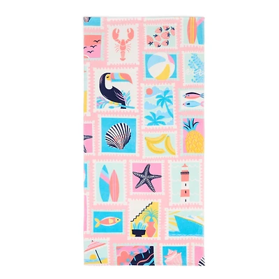 Outdoor Oasis Beach Stamps Print Beach Towel