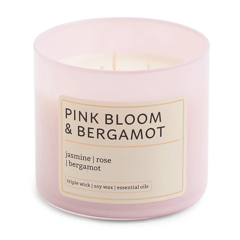 Distant Lands 14oz Pink Bloom Bergamot 3-Wick Scented Jar Candle