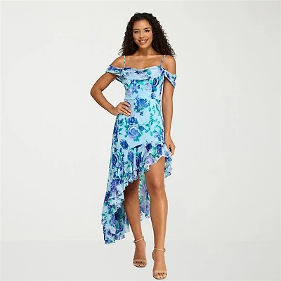 City Triangle Womens Juniors Midi Sleeveless Off the Shoulder Fit + Flare Dress
