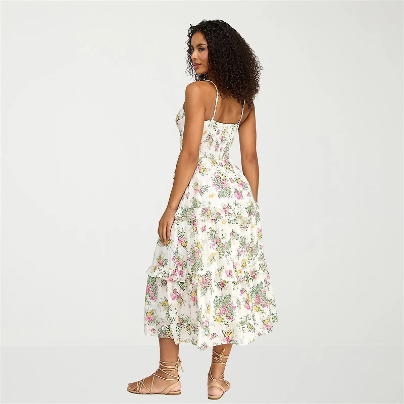 City Triangle Womens Juniors Sweetheart Neck Sleeveless Floral A-Line Dress