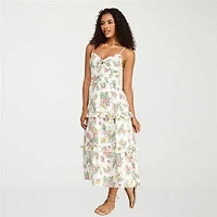 City Triangle Womens Juniors Sweetheart Neck Sleeveless Floral A-Line Dress