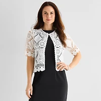 Rabbit Design Womens Round Neck Short Sleeve Geometric Shrug