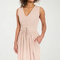 London Times Womens Petite V Neck Sleeveless Maxi Dress