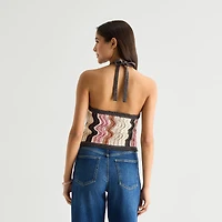 Arizona Womens Juniors Halter Neck Sleeveless Tank Top