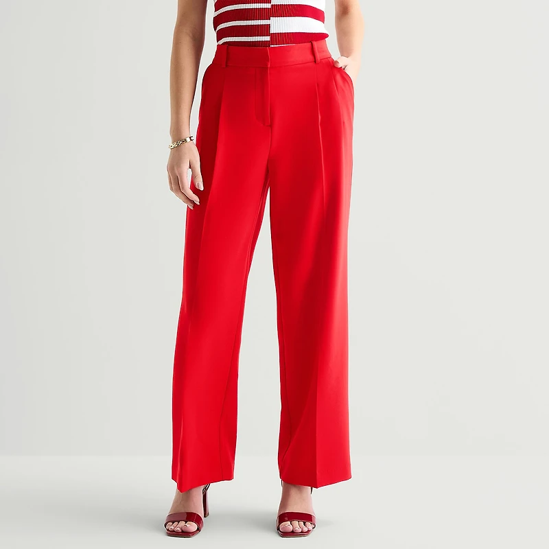 Liz Claiborne Charlotte Womens Wide Leg Mid Rise Trouser