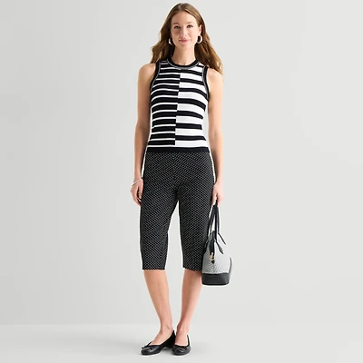 Liz Claiborne Lisa Womens STRETCH FABRIC Straight Mid Rise Capri Pant